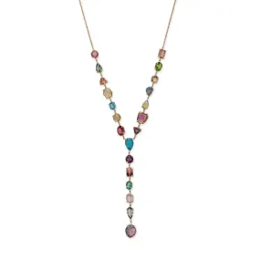 21 PRONG SET MULTI GEMSTONE Y NECKLACE