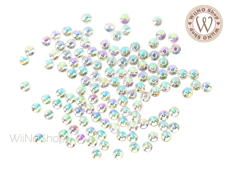 4mm AB Clear Round Point Top Acrylic Rhinestone - 50 pcs