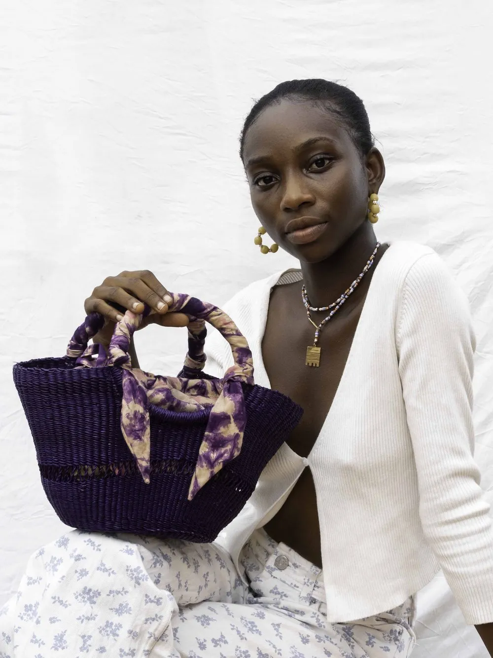 AKETEKETE Woven Butterfly Tote Bag - Small