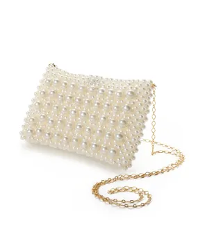 All Over Pearl Clutch White