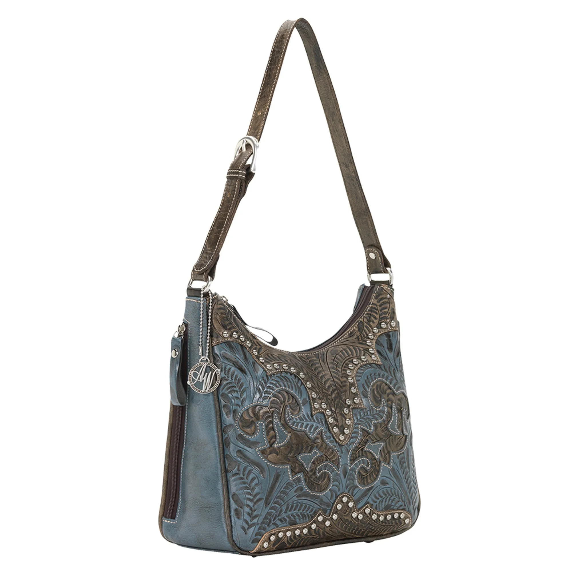 American West Annie's Secret Collection Denim Leather Shoulder Bag