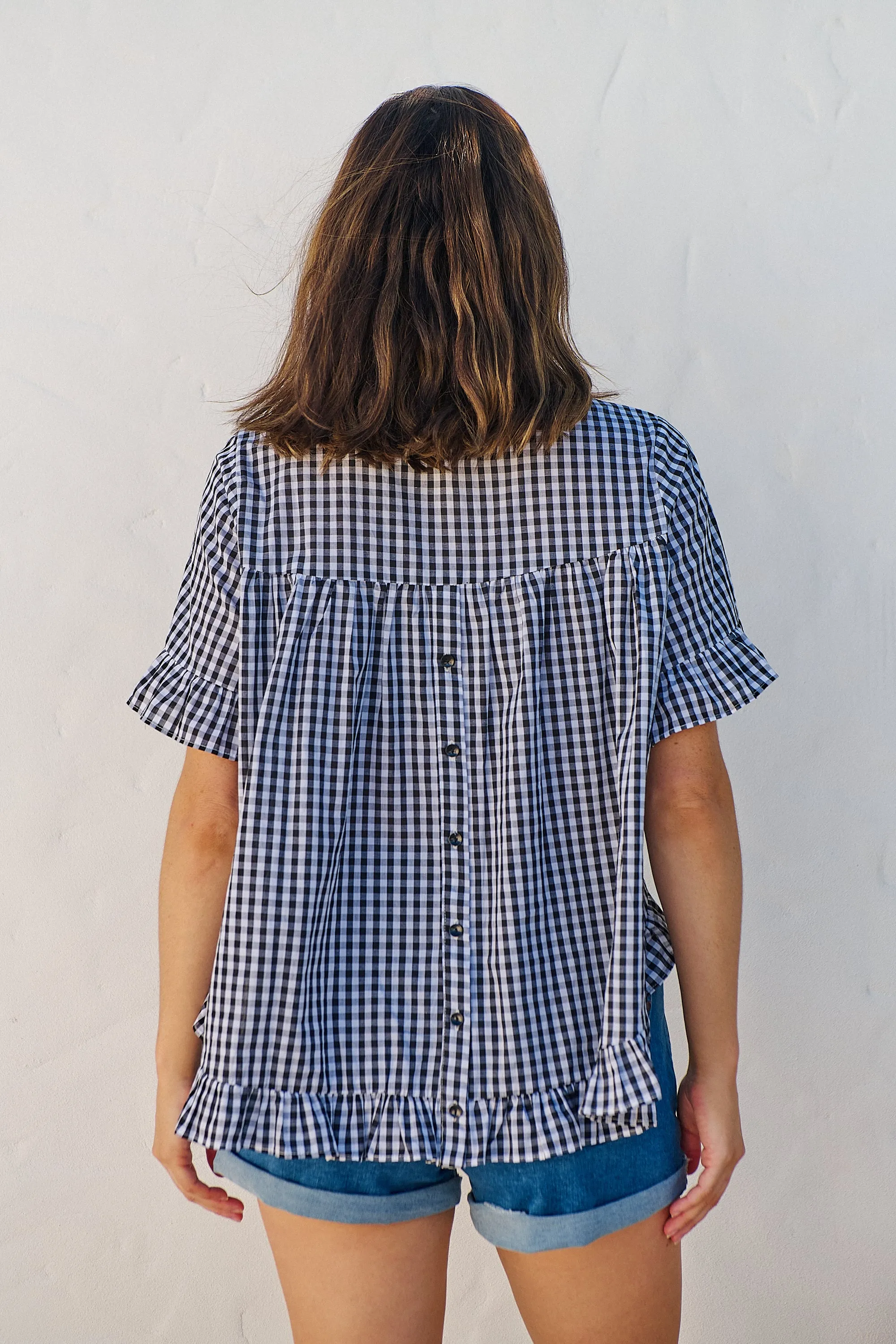 Aries Black/White Gingham Print Tee