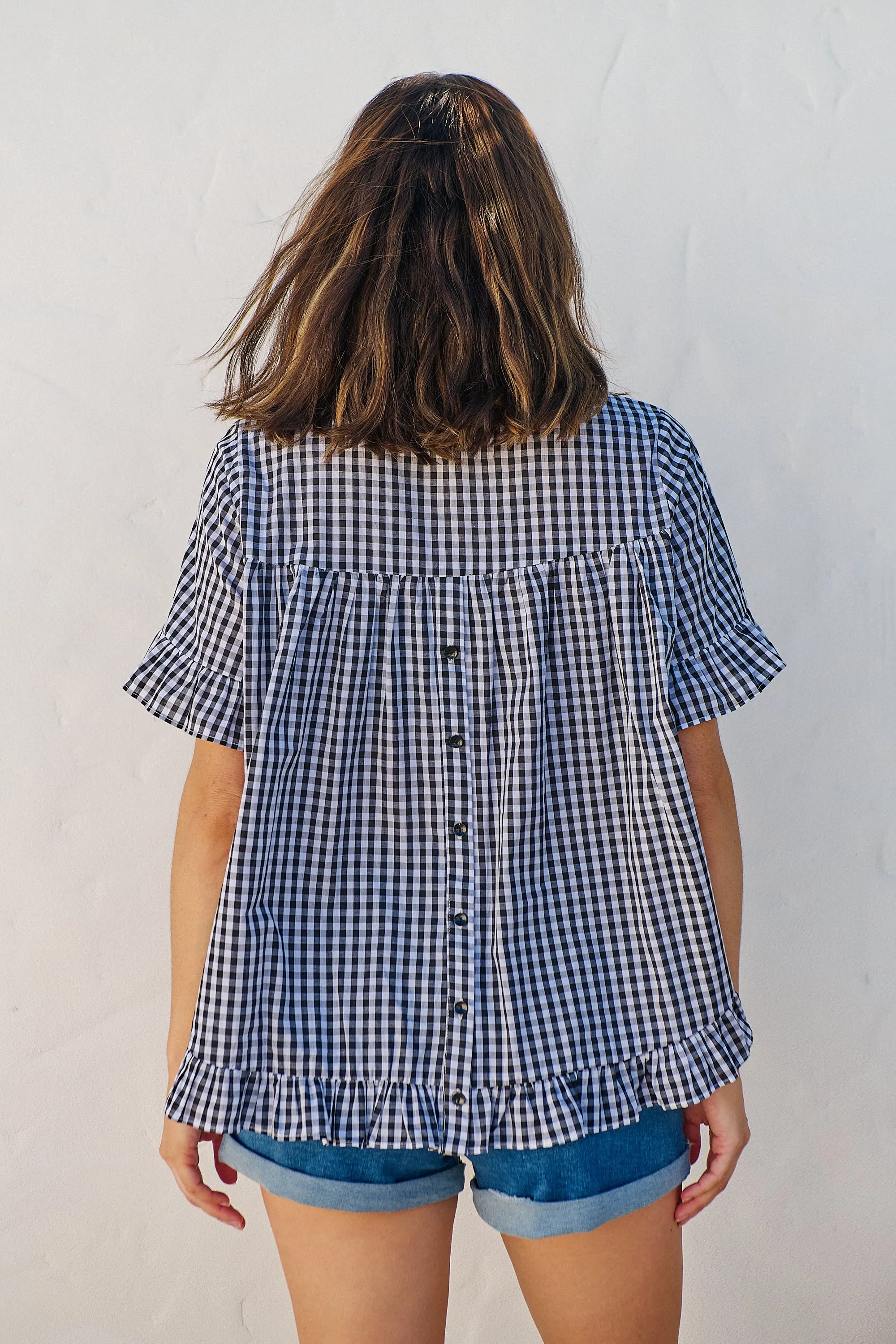 Aries Black/White Gingham Print Tee