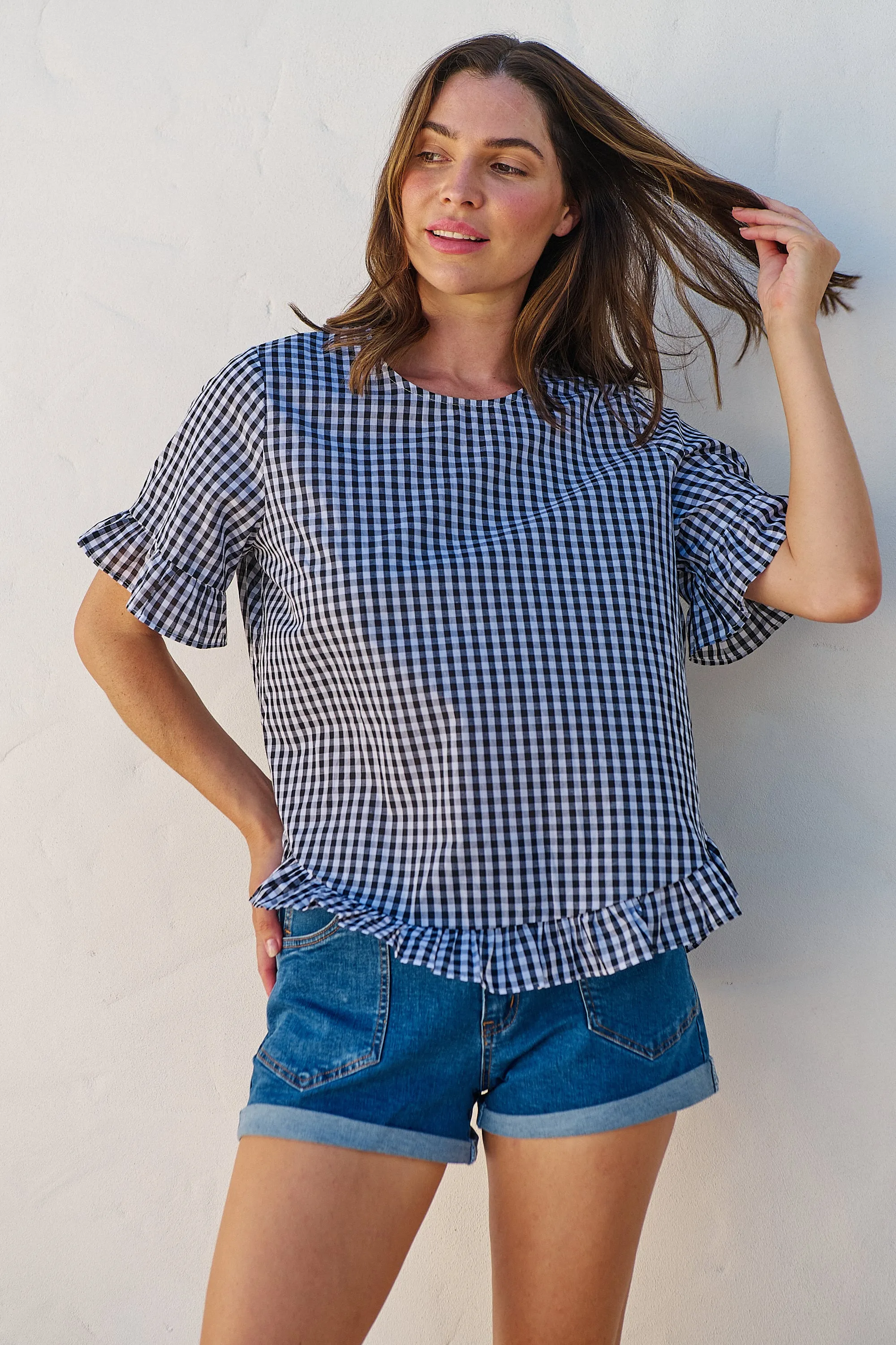 Aries Black/White Gingham Print Tee