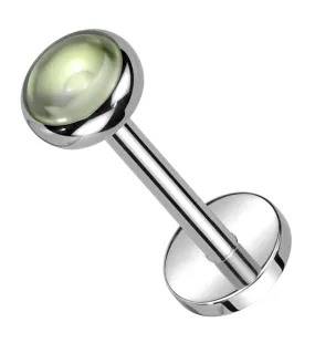 Bezel Green Onyx Stone Threadless Titanium Labret