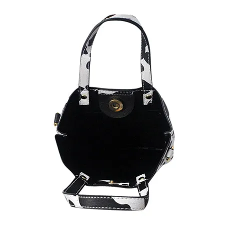 Black Cow Faux Leather NGIL Bucket Handbag