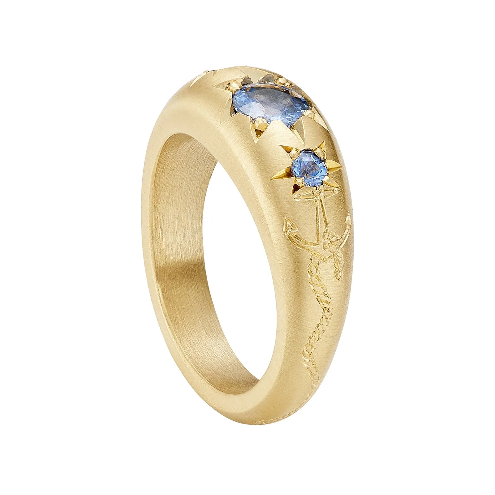 Blue Sapphire Anchored Forever Ring