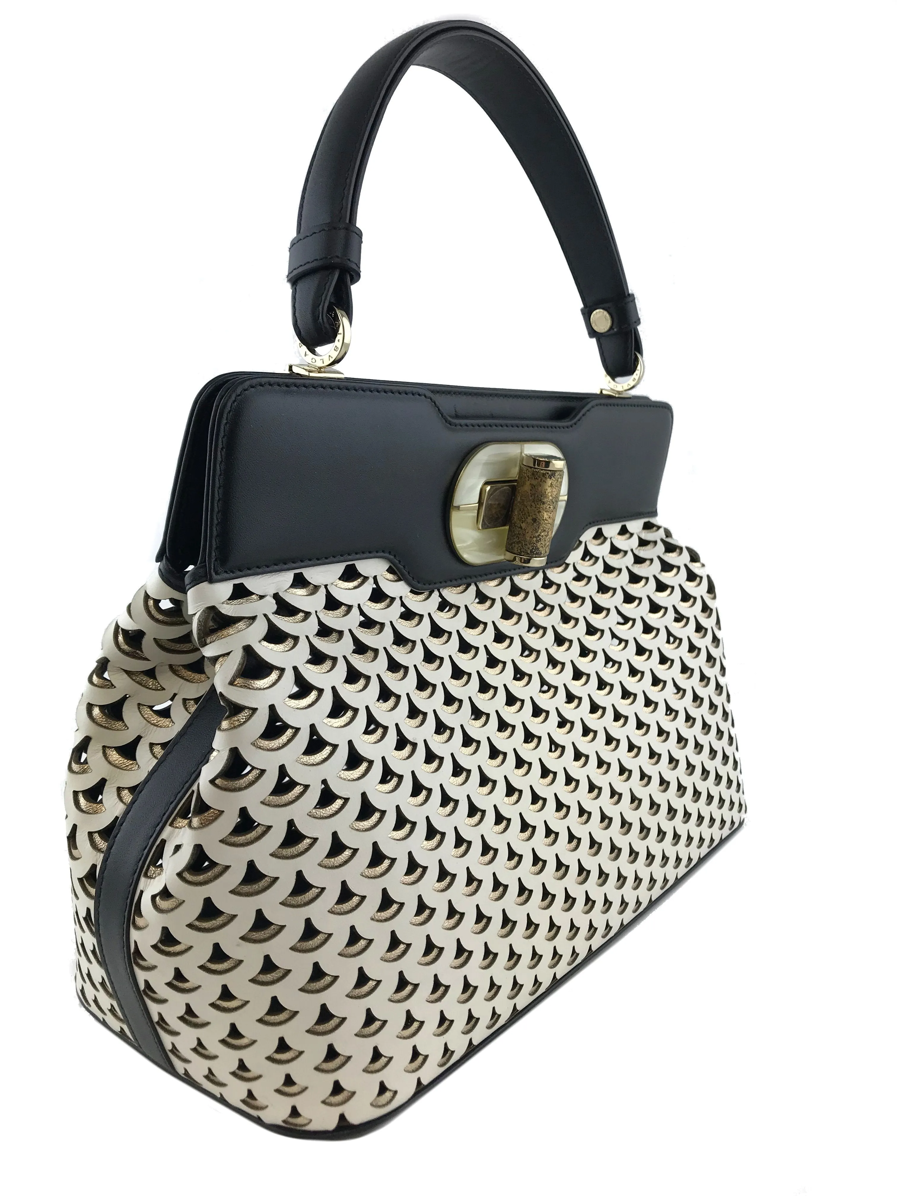 Bvlgari Isabella Rossellini Perforated Leather Tote Bag