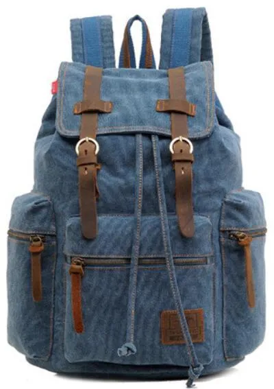 Canvas Leather School and Casual Backpack 20 to 35 Litre