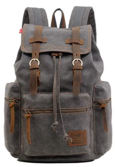 Canvas Leather School and Casual Backpack 20 to 35 Litre