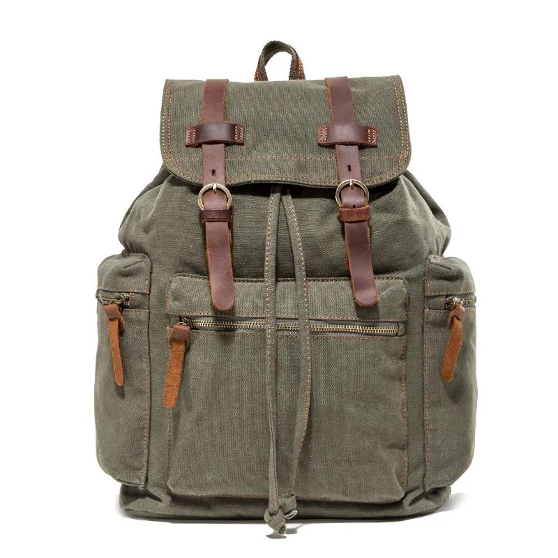 Canvas Leather School and Casual Backpack 20 to 35 Litre