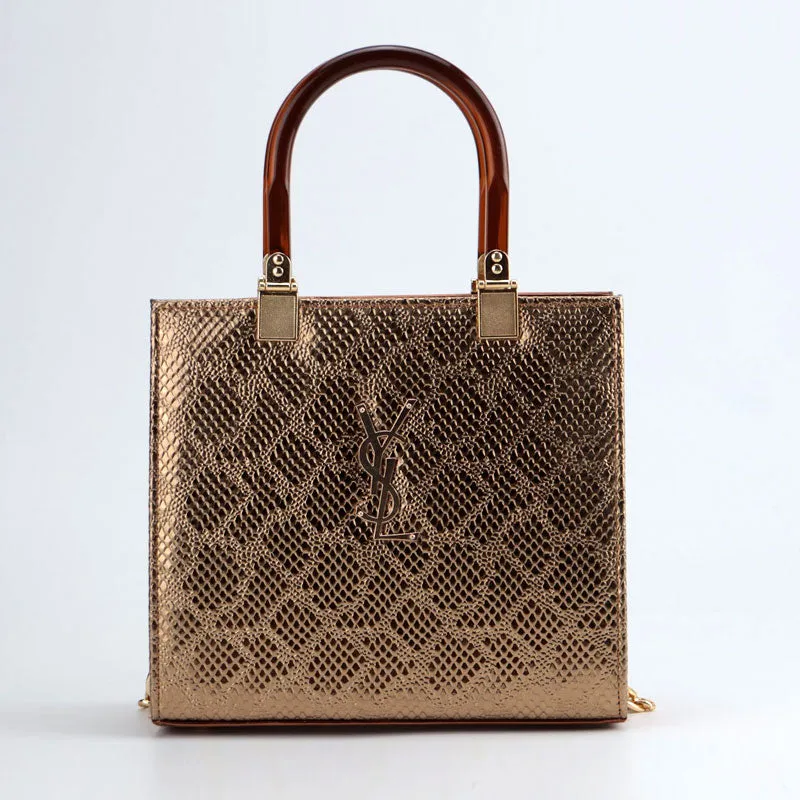 Croc Pattern Handbag Luxe Gold Purse