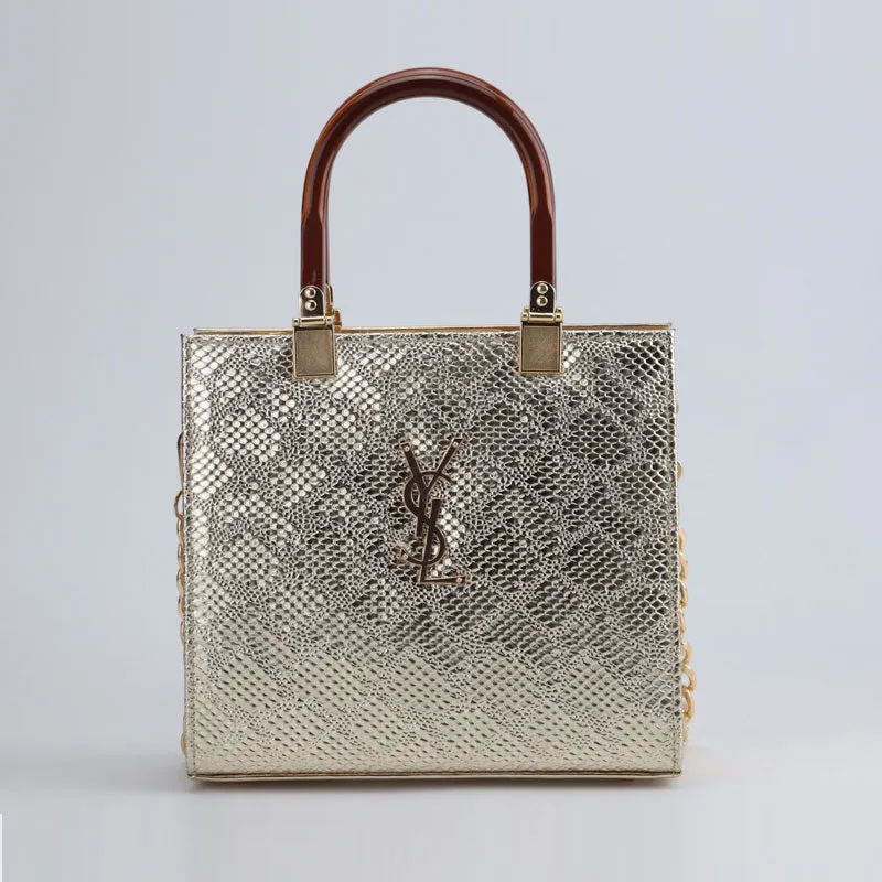 Croc Pattern Handbag Luxe Gold Purse