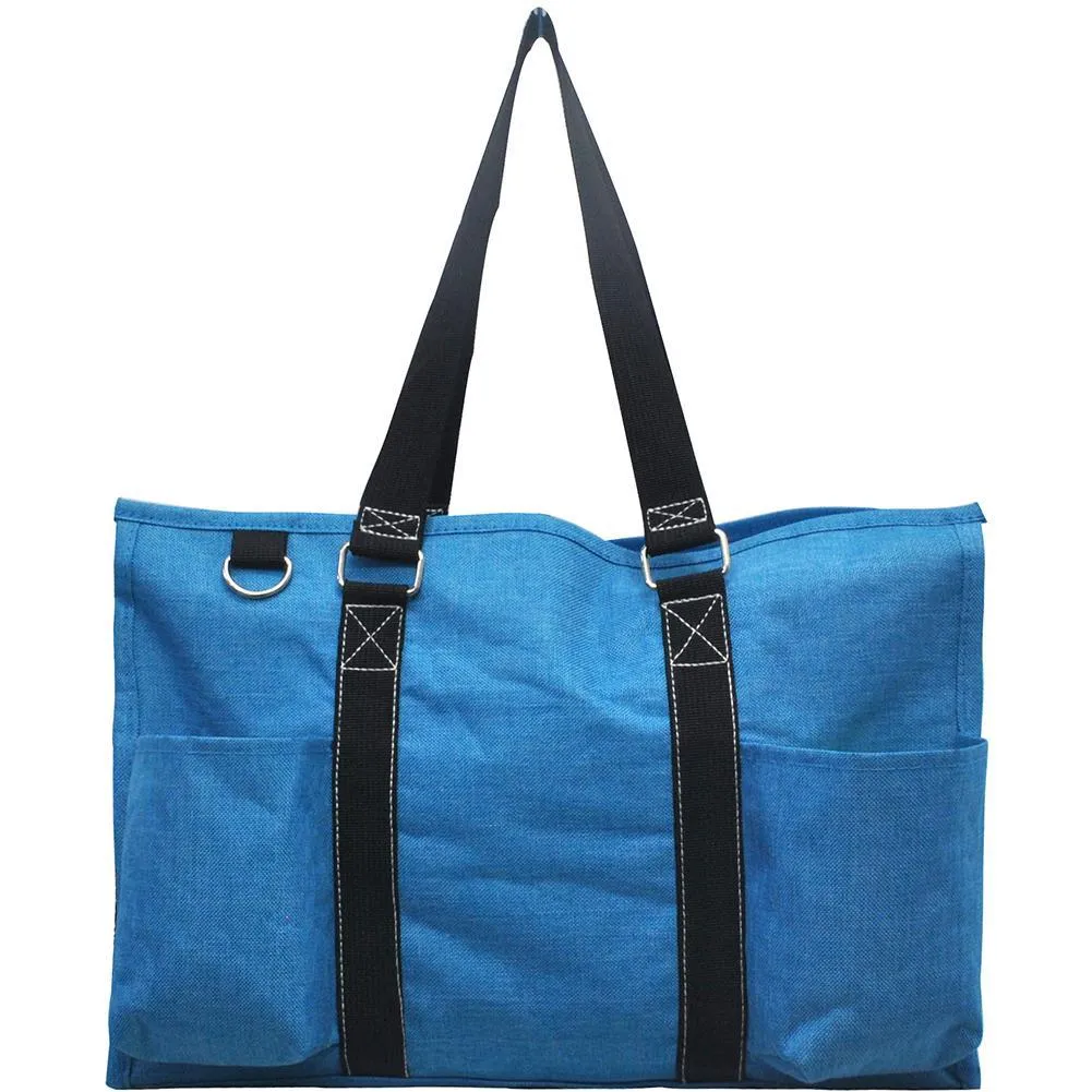 Crosshatch Turquoise NGIL Zippered Caddy Large Organizer Tote Bag