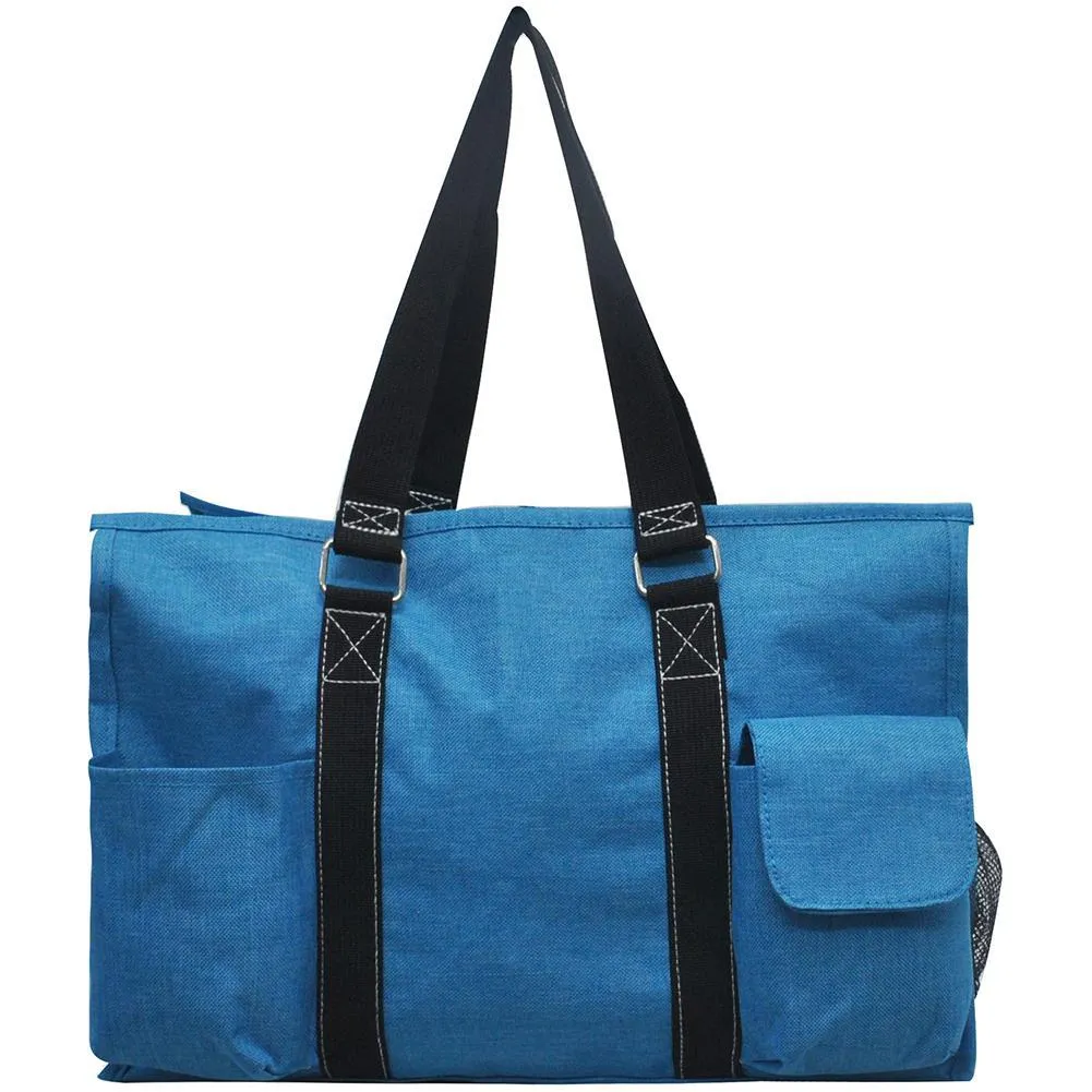 Crosshatch Turquoise NGIL Zippered Caddy Large Organizer Tote Bag