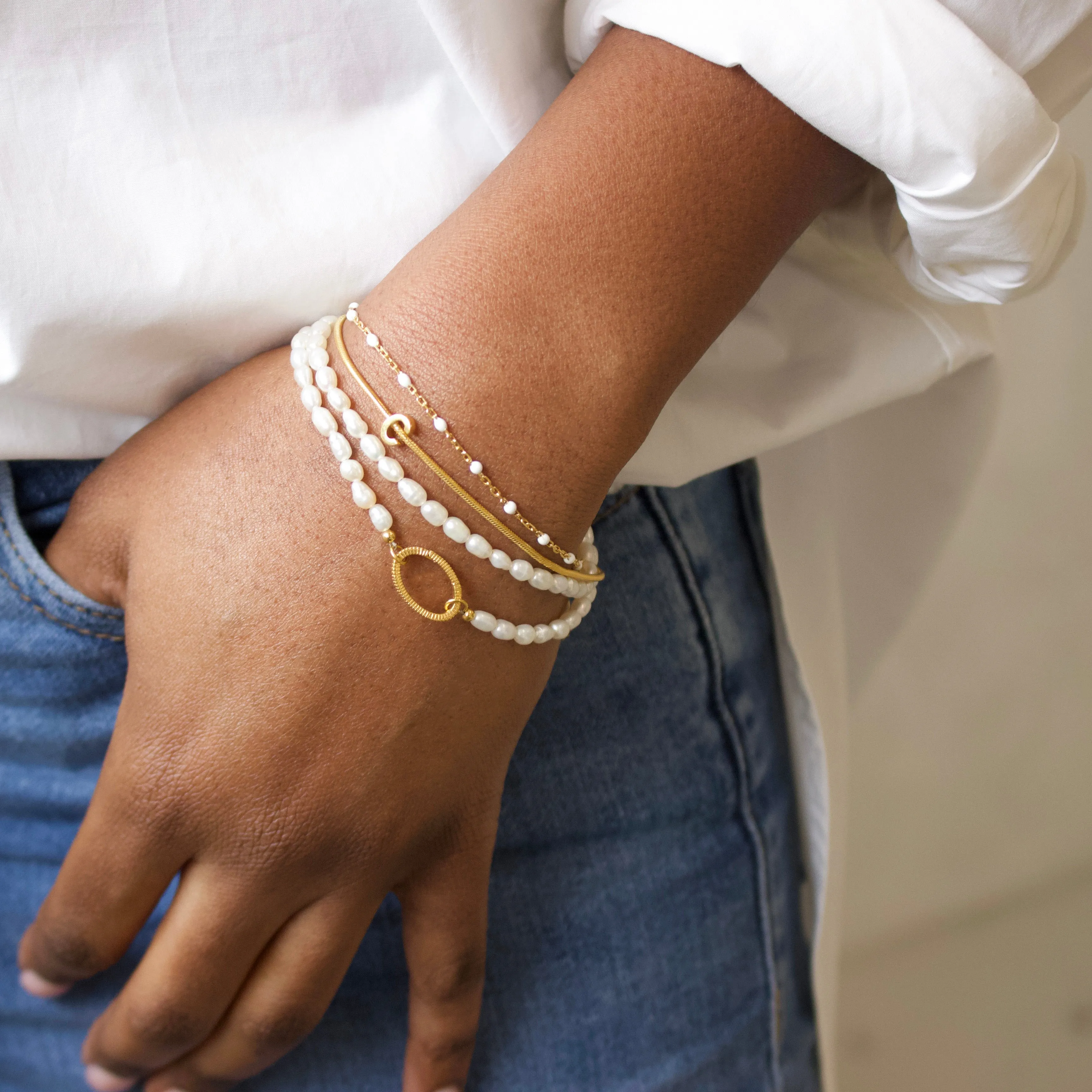 Double Wrap Sunray Pearl Bracelet