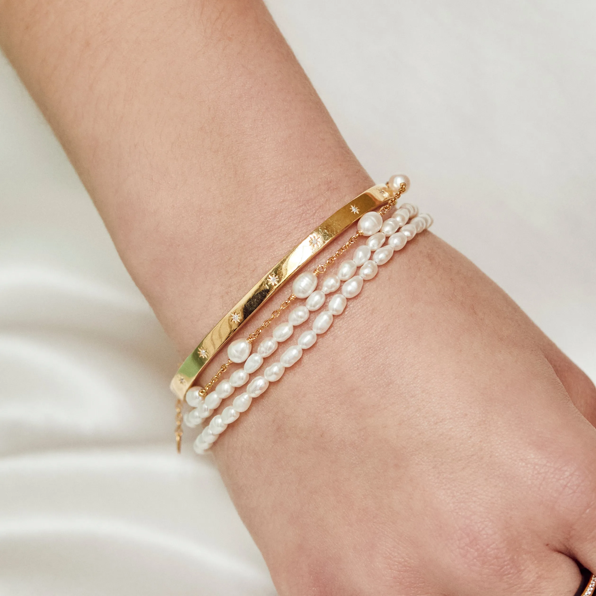 Double Wrap Sunray Pearl Bracelet