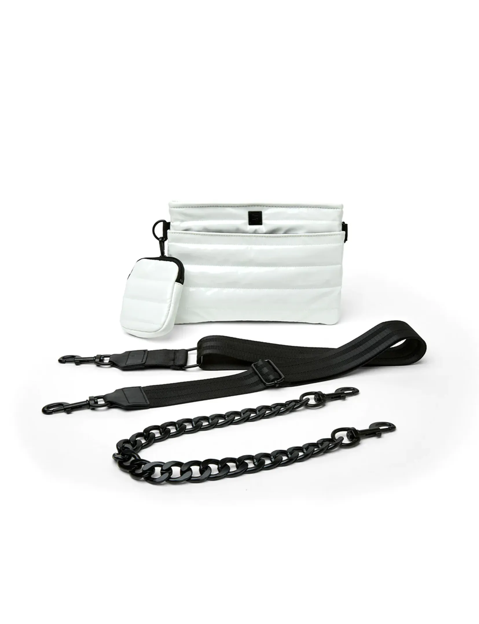 Downtown Crossbody, White Patent