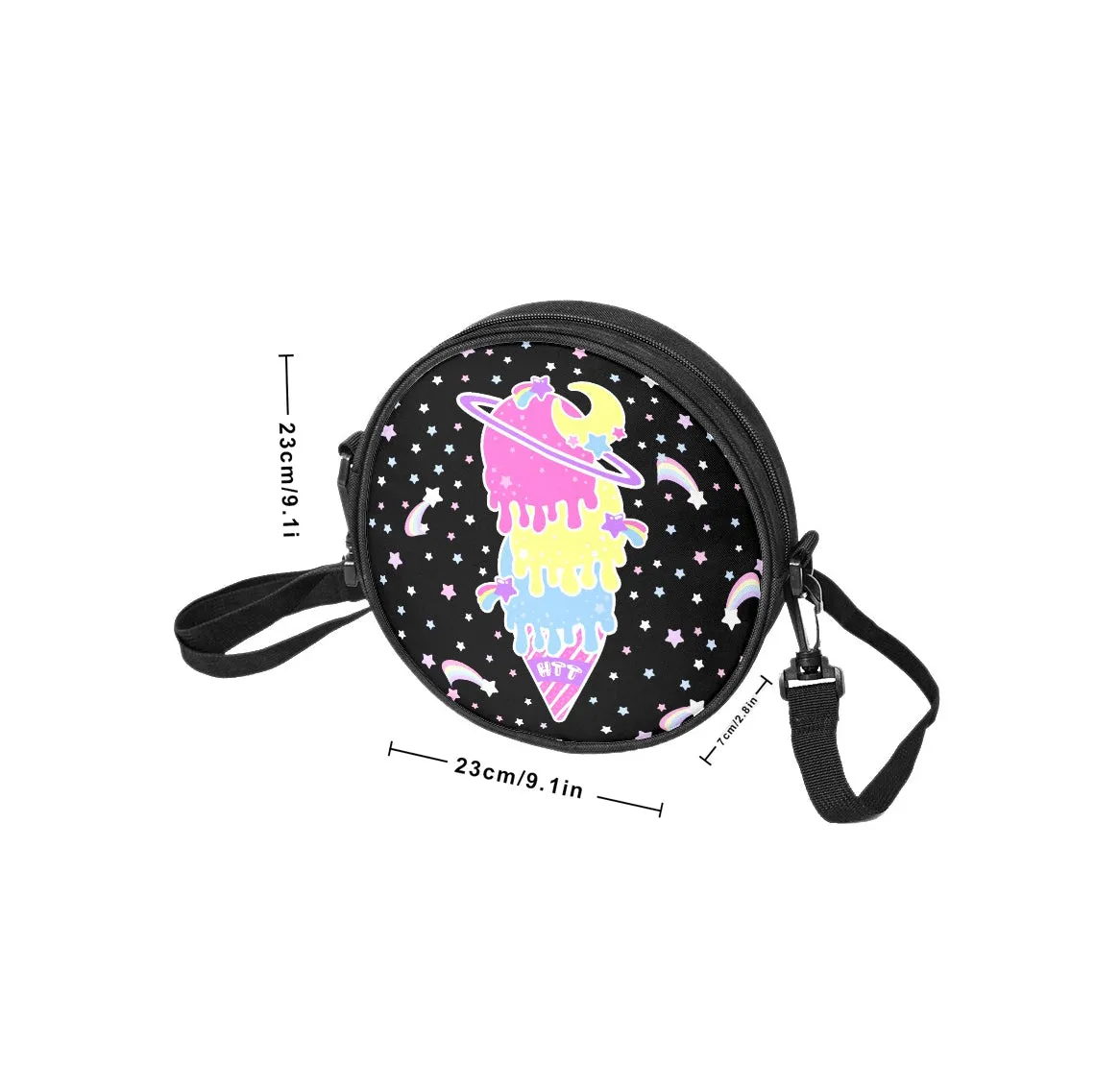 Electric Star Wave White Circle Crossbody Bag