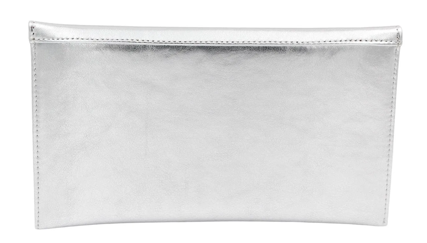 EMIS Silver Pink Shimmer Envelope Clutch Bag T36