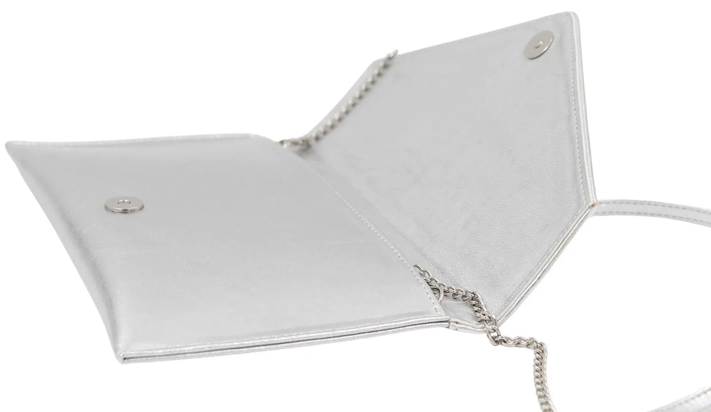 EMIS Silver Pink Shimmer Envelope Clutch Bag T36