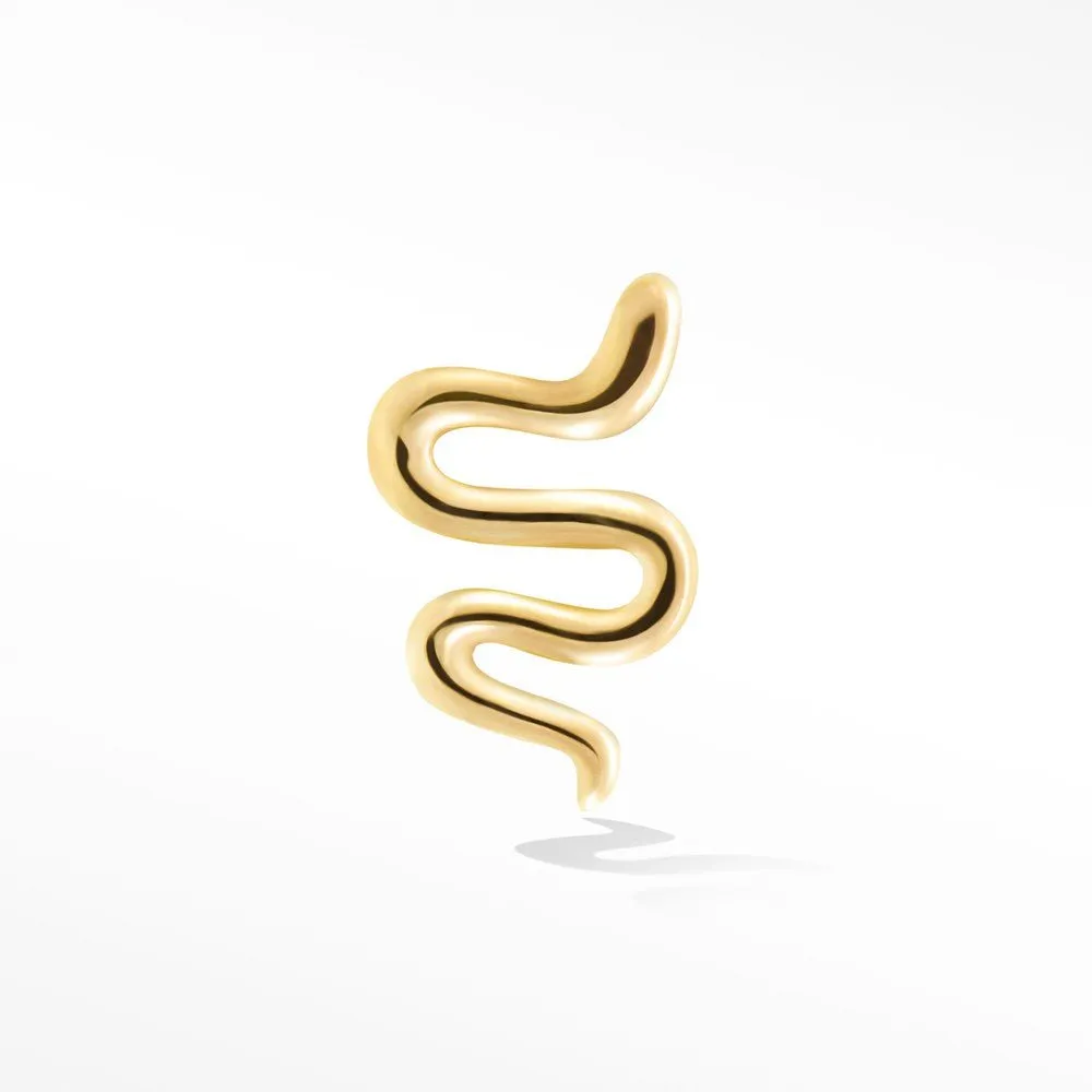 Flat Back Earring Snake 14k Yellow