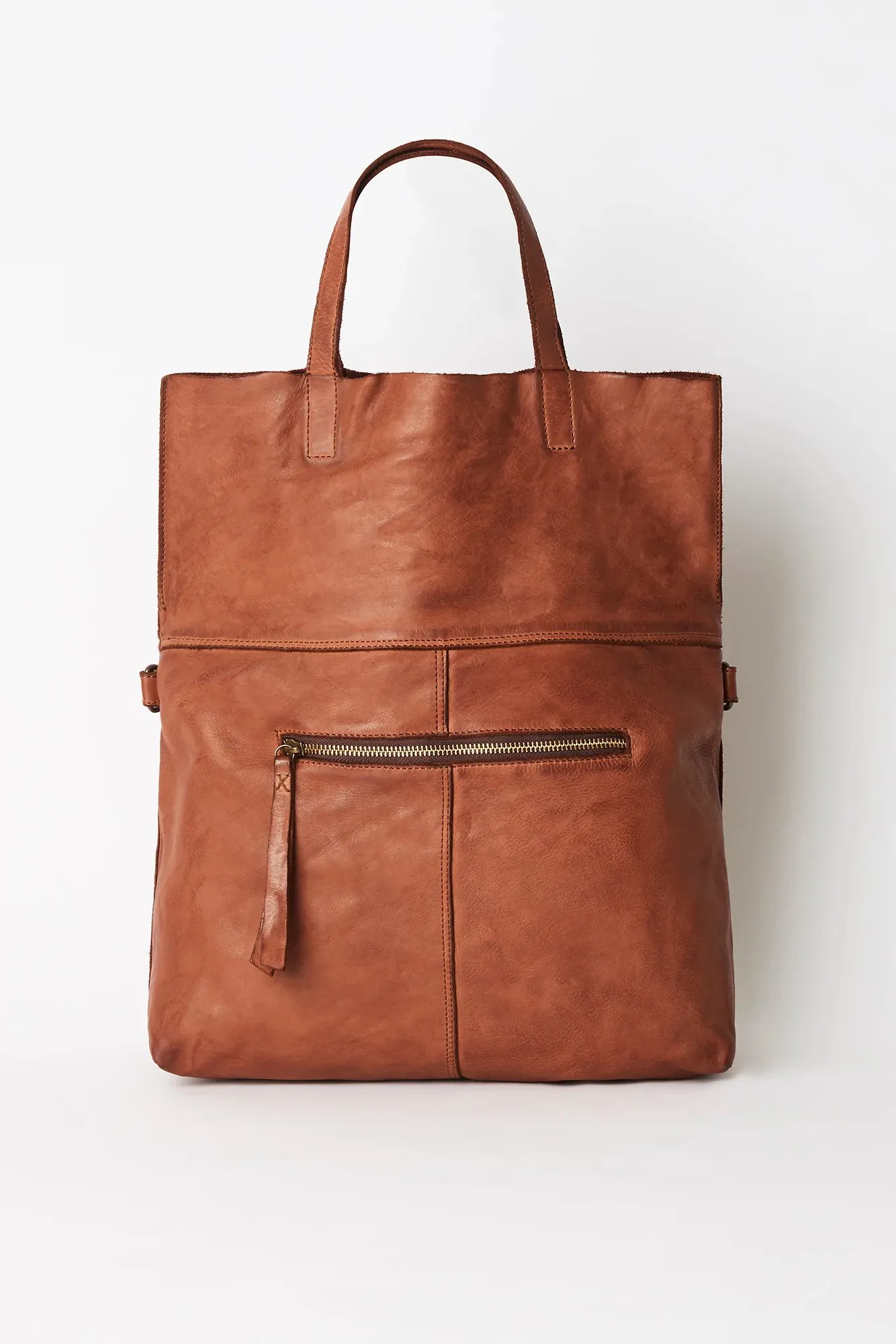 Foldover Tote - Cognac