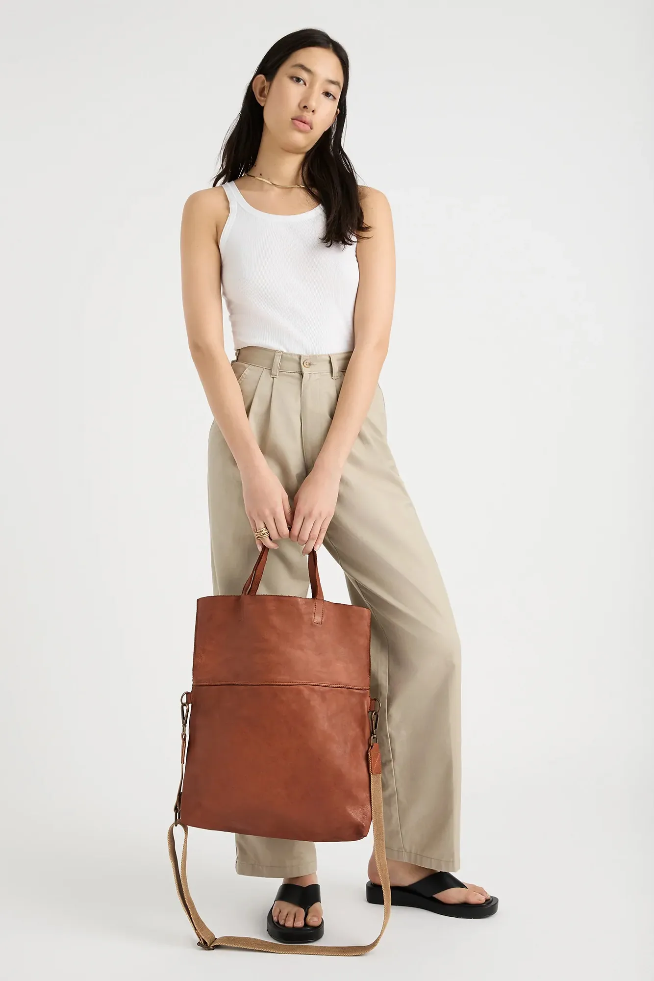 Foldover Tote - Cognac