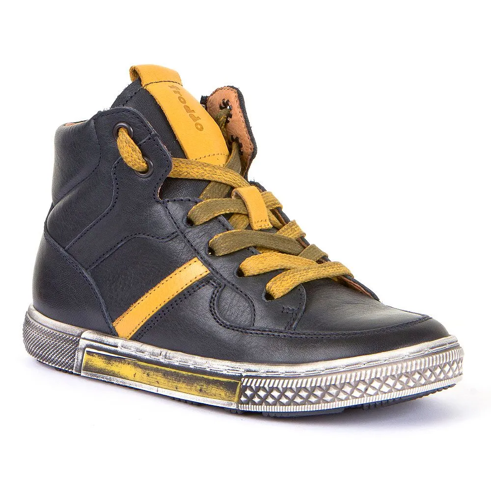 Froddo leather sneaker - Navy/yellow