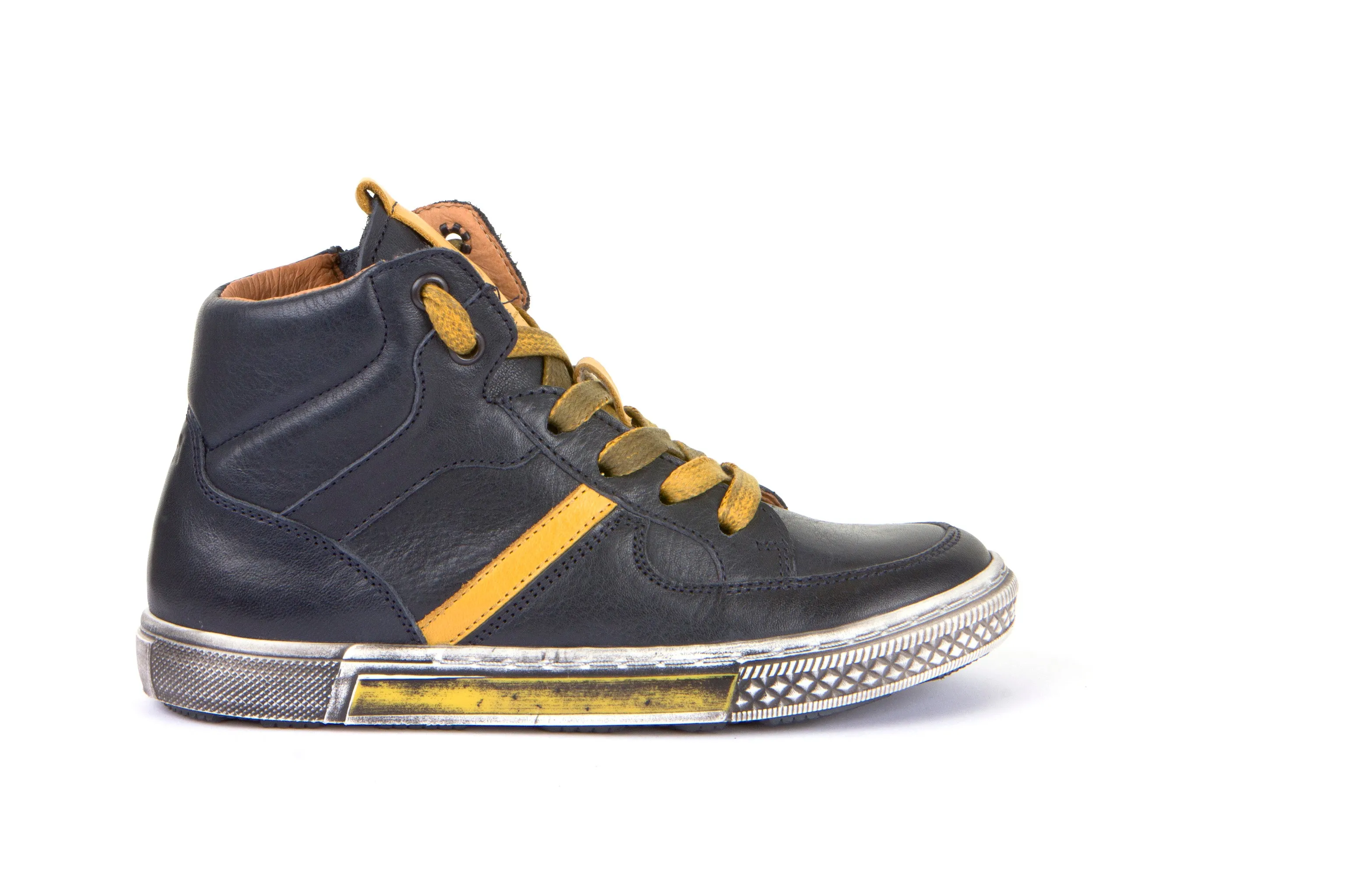 Froddo leather sneaker - Navy/yellow