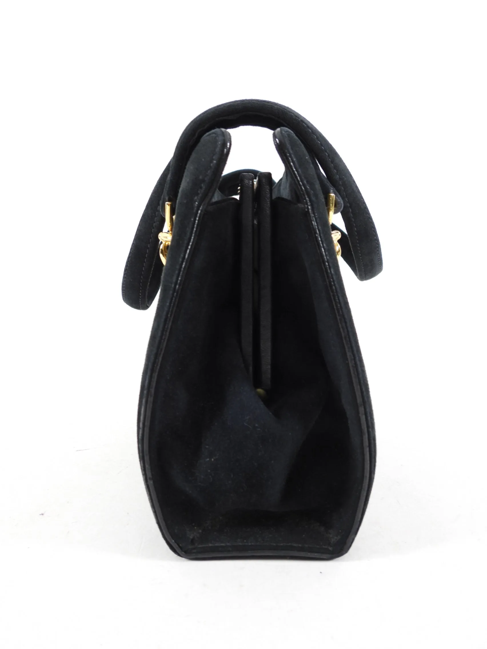 Gucci Vintage 1950's Black Suede Hand Bag