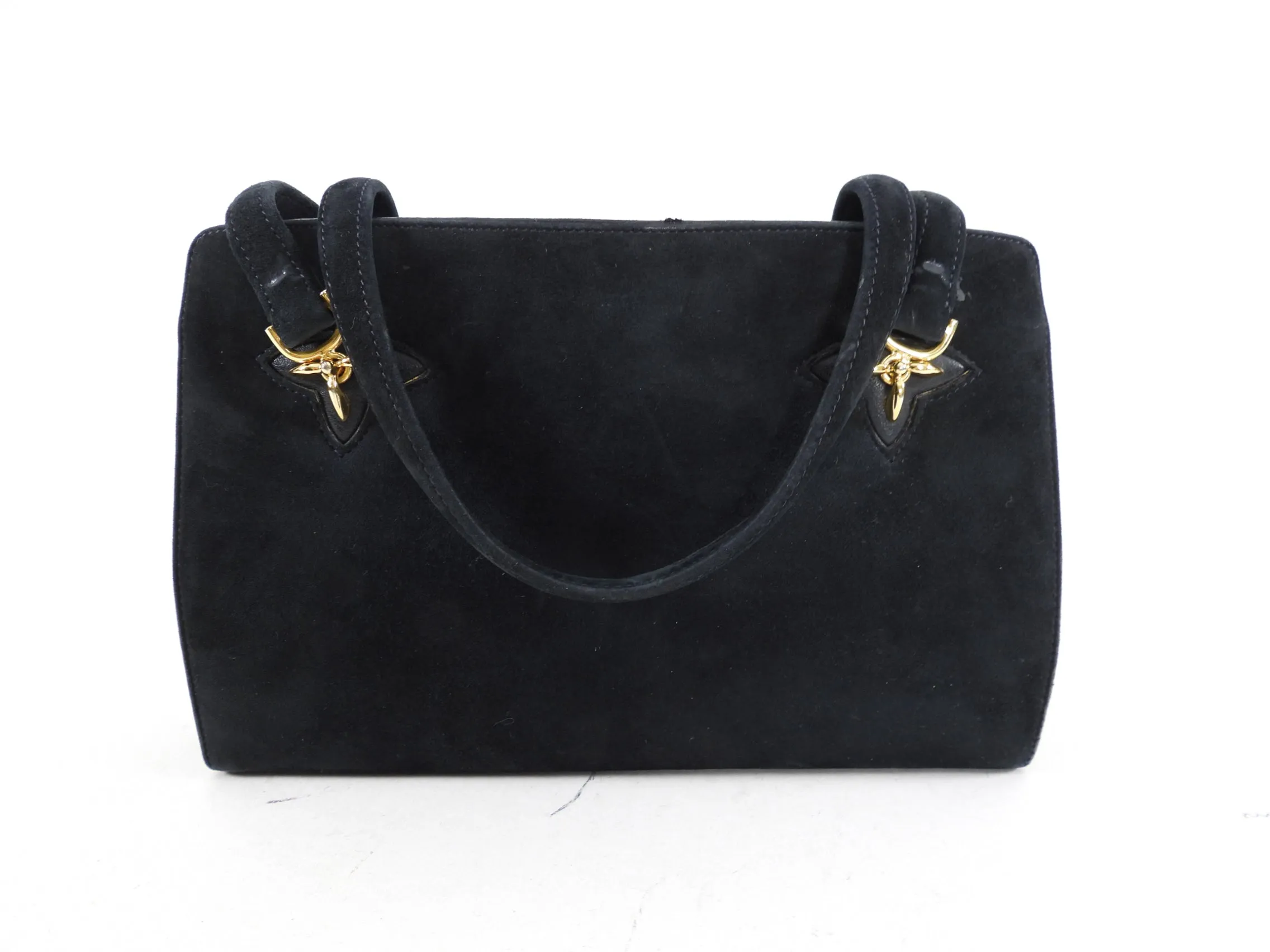 Gucci Vintage 1950's Black Suede Hand Bag