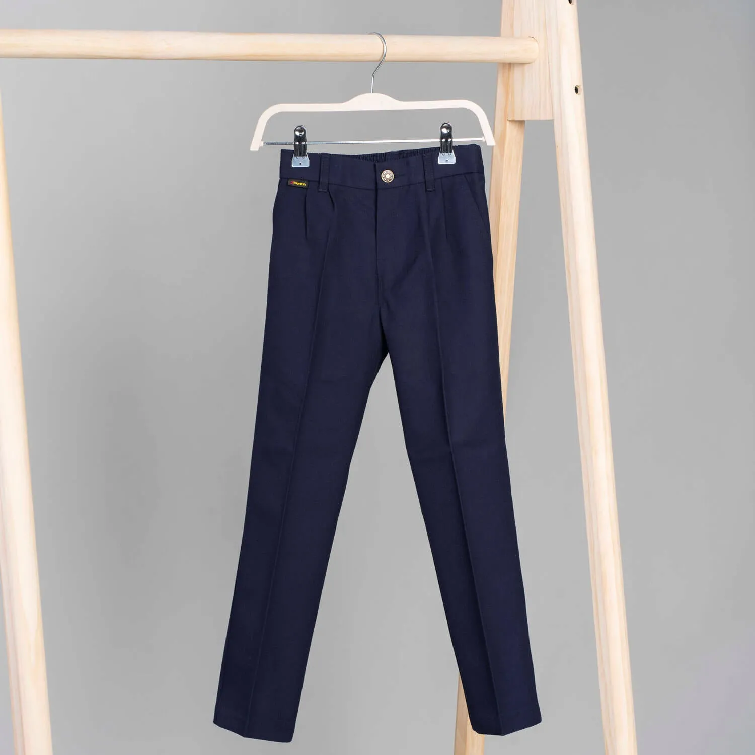 Half Elastic Slacks - Navy