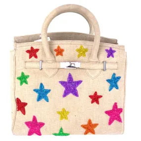 Handmade Beaded Stars Canvas Bag