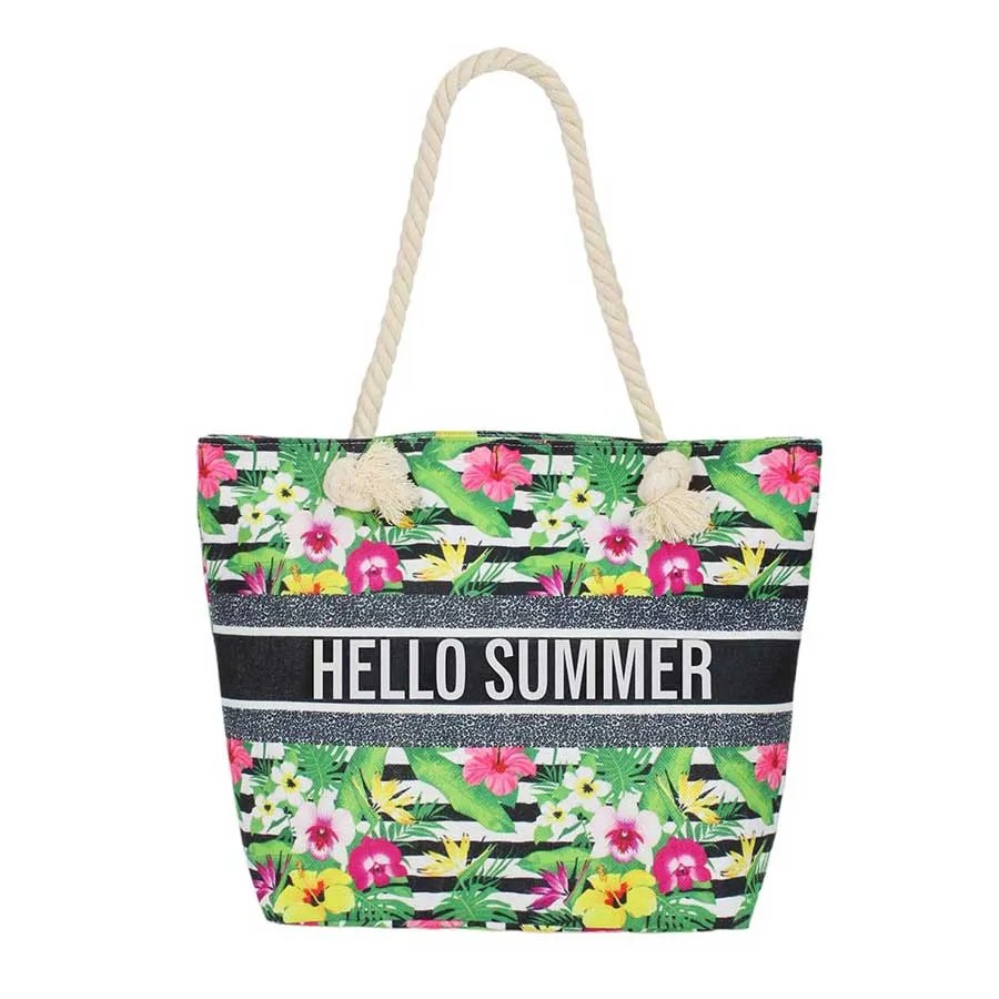 HELLO SUMMER Message Tropical Beach Bag Tote Bag