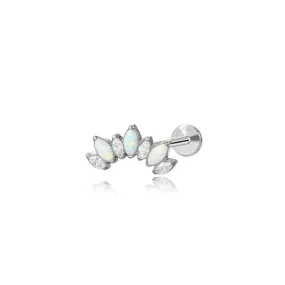 Implant Grade Titanium 7-Petal Opal Crown Flat Back EARRING