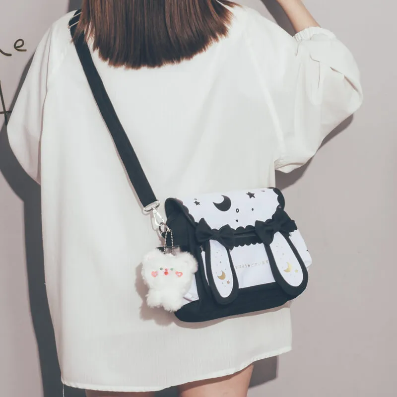 Ins cute Japanese student bunny ears single shoulder canvas bag BY9014