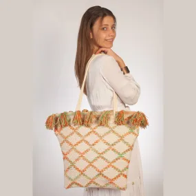 Kilim Shoulder Basket Bag - Re-Orange