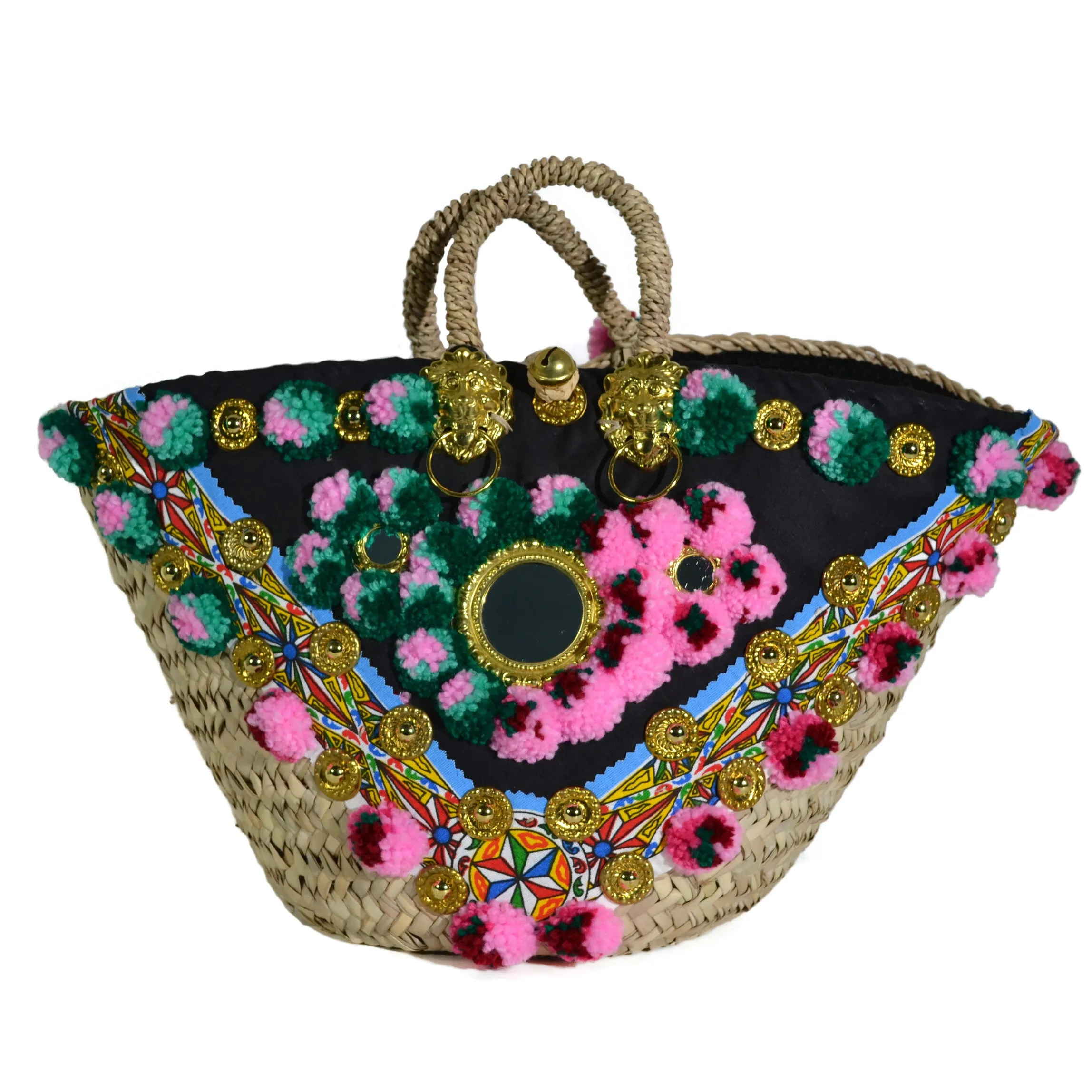 La Siciliana Bag - Coffa Paglia - Green and Pink