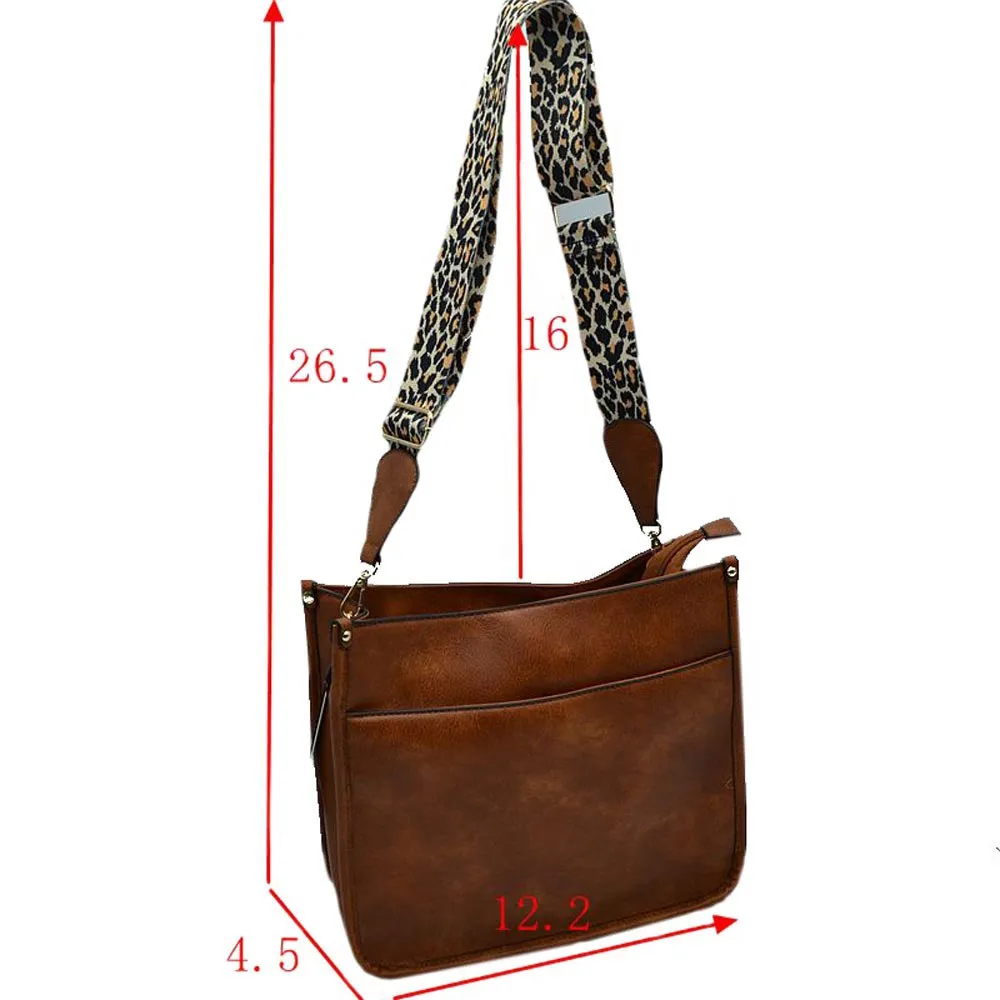 Leopard Patterned Guitar Strap Shoulder Crossbody Bag