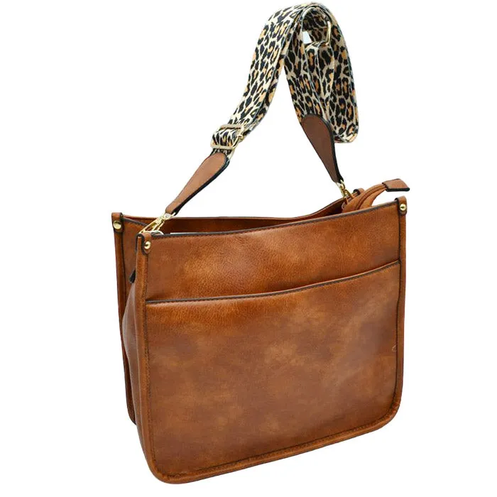 Leopard Patterned Guitar Strap Shoulder Crossbody Bag