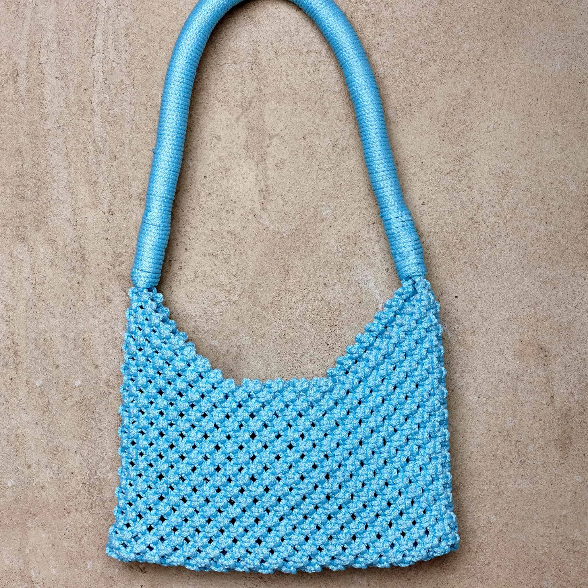 Macrame Bag MARITO in Baby Blue