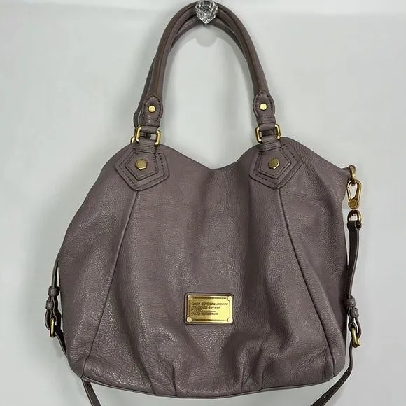 MarcJacobs Lilac Taupe Leather Double Strap Bag