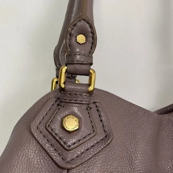 MarcJacobs Lilac Taupe Leather Double Strap Bag