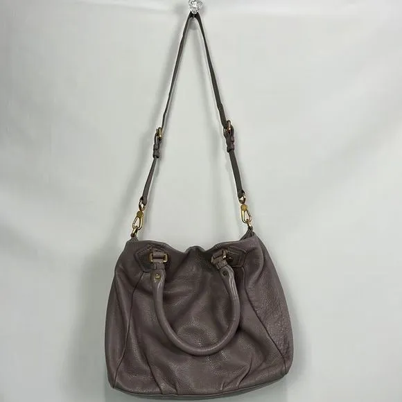 MarcJacobs Lilac Taupe Leather Double Strap Bag