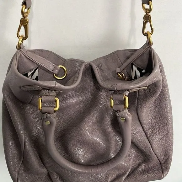 MarcJacobs Lilac Taupe Leather Double Strap Bag