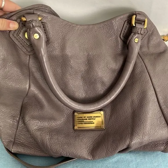 MarcJacobs Lilac Taupe Leather Double Strap Bag