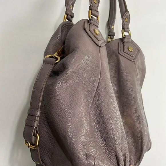 MarcJacobs Lilac Taupe Leather Double Strap Bag