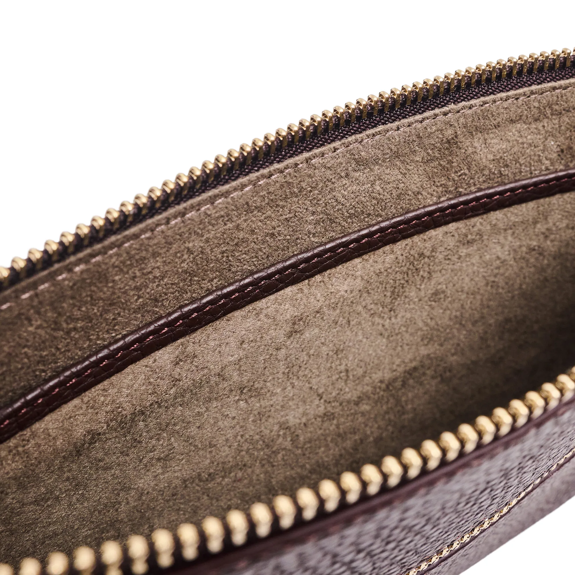 Luxurious Brown Leather Mens Clutch Bag with Golden Accents