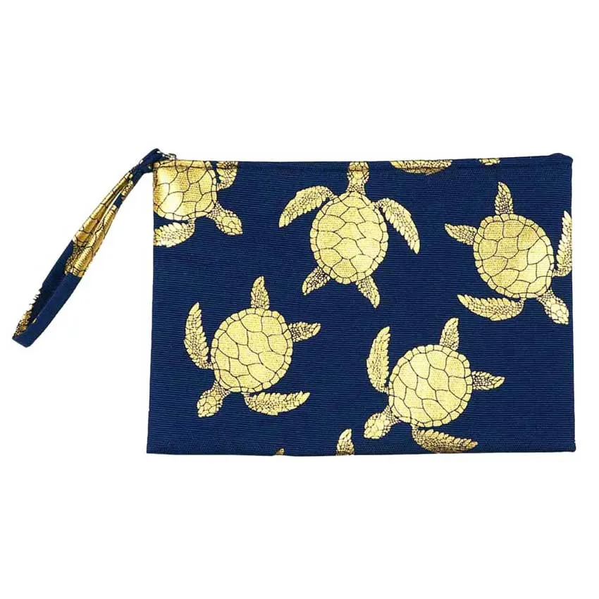 Metallic Turtle Pouch Clutch Bag